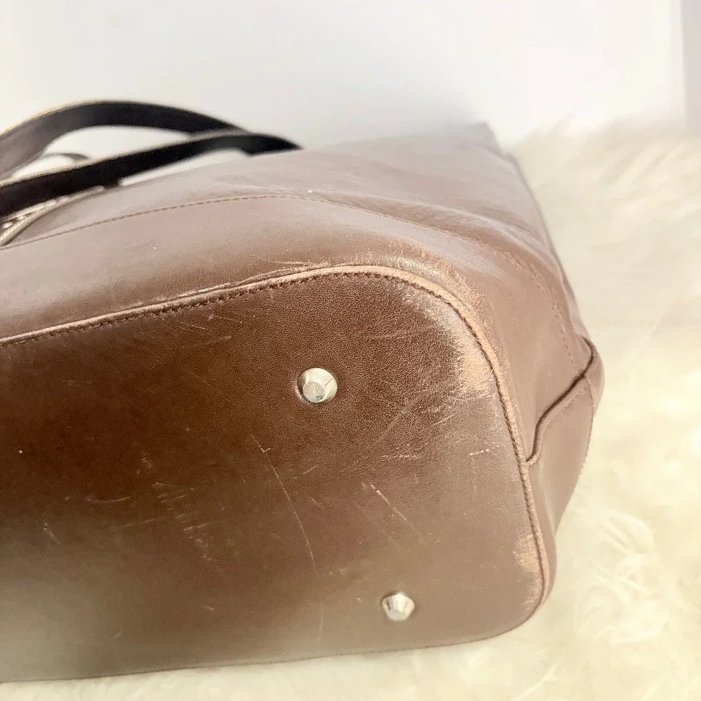 Vintage Kathi Kilburn Brown Leather Studded Tote Bag Handcrafted in Spain RARE